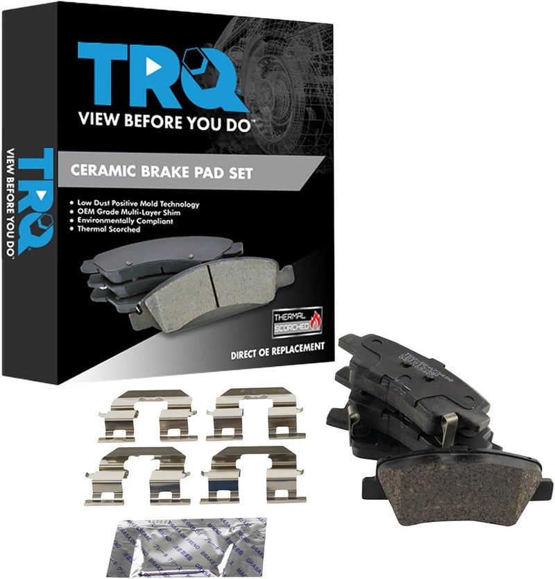 TRQ وسادات الفرامل الخلفية سيراميك مع مستشعر تآكل متوافقة مع 2016-2024 هيونداي إيلانتر GT 2016-2024 كونا كهربائية 2016-2023 سوناتا 2016-2023 فيلوستر 2016-2024 كيا فورت 2016-2024 أوبتيما سول سول EV - Image 1